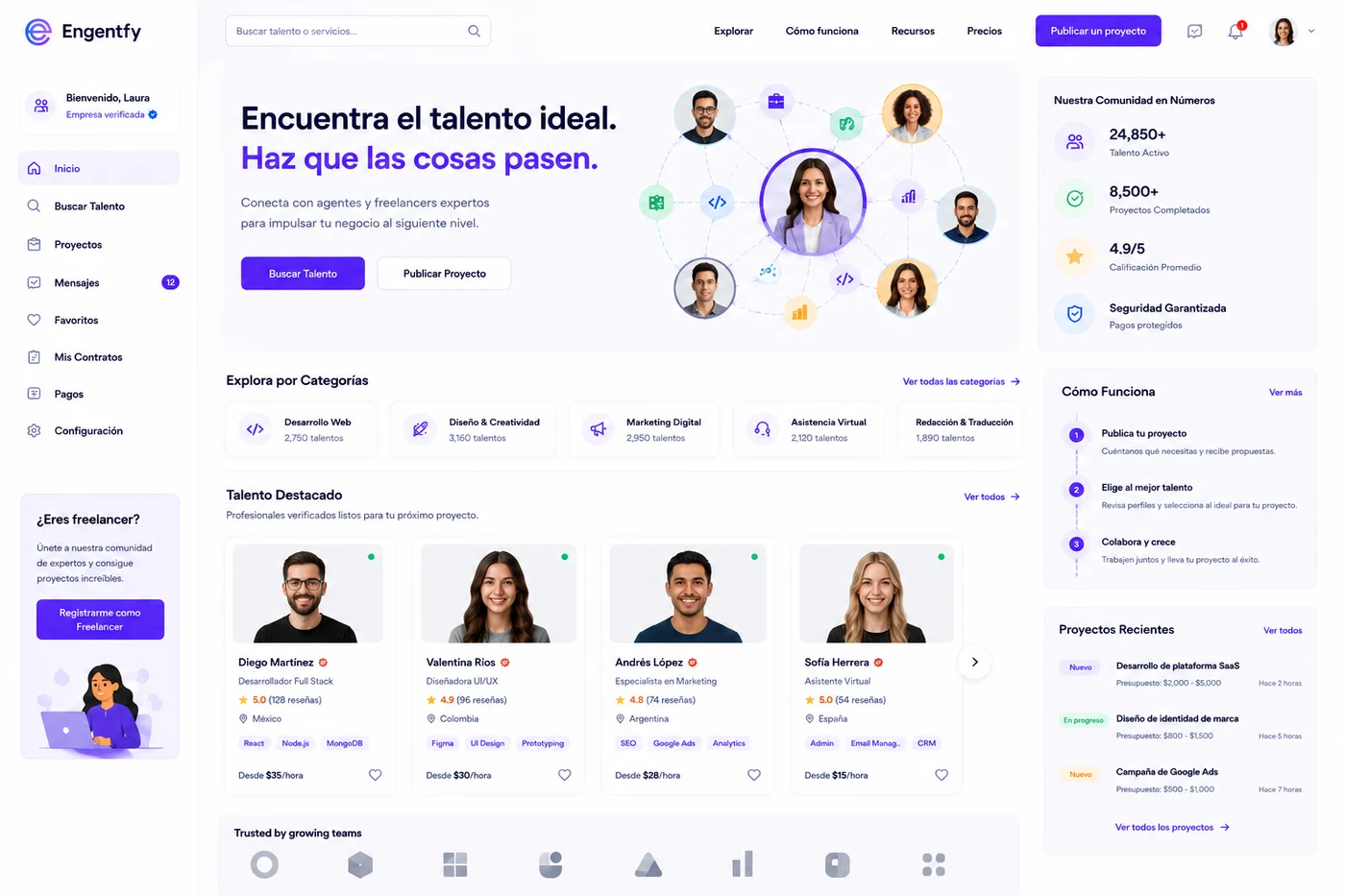 Marketplace de agentes y freelancers preview