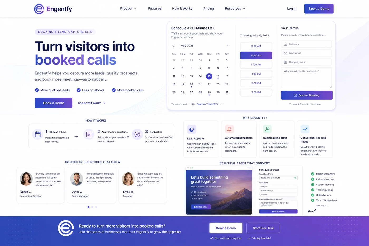 Booking & lead-capture site preview