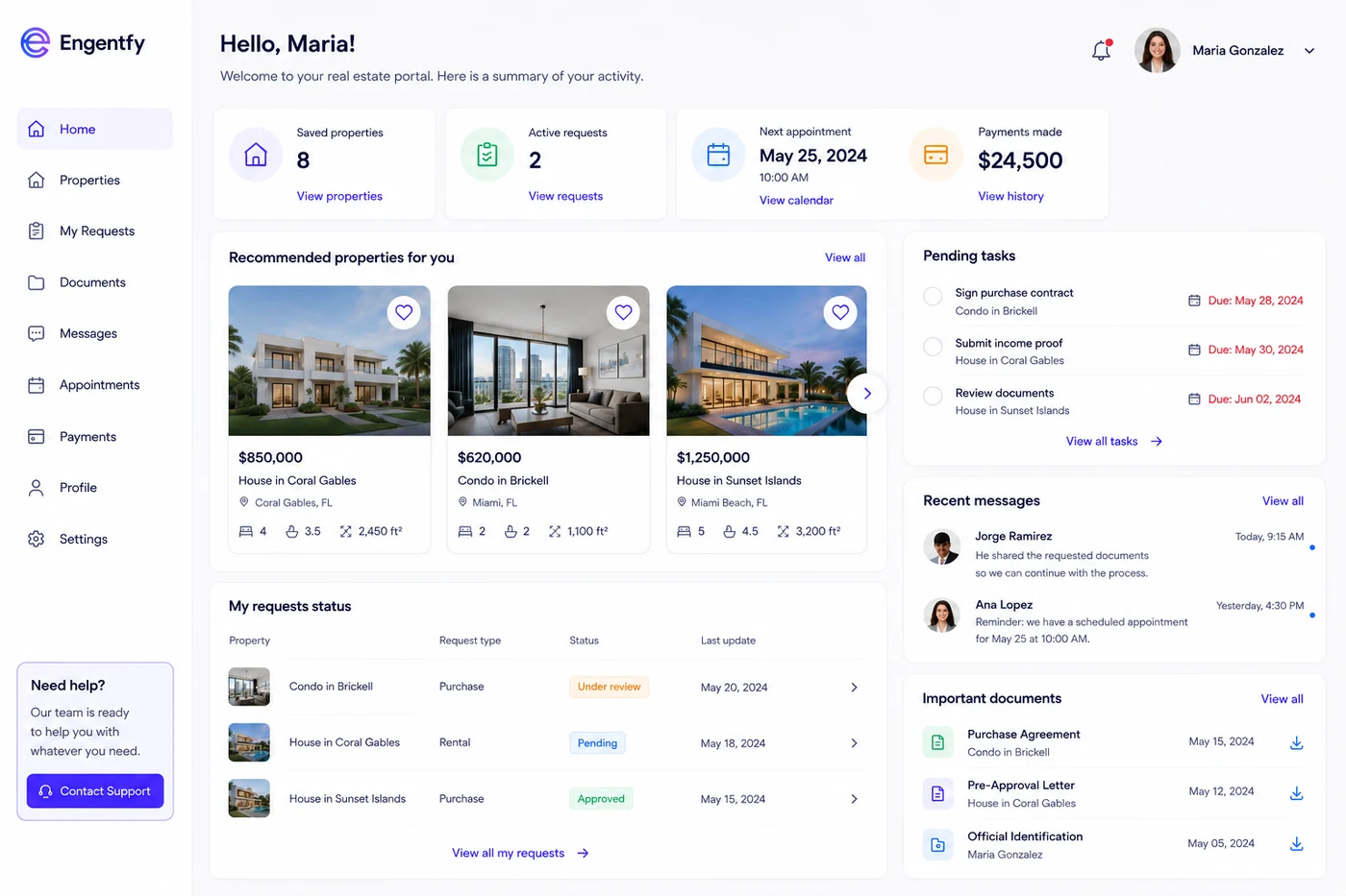 Real estate client portal preview