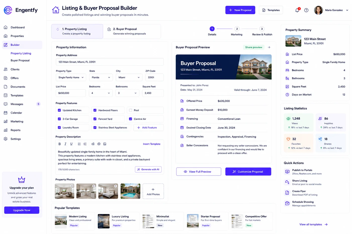 Listing & buyer proposal builder preview