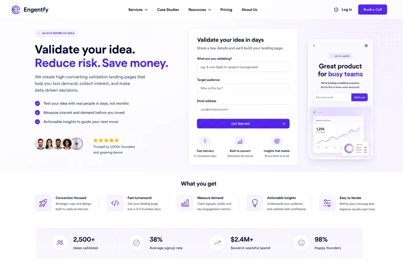 Validation landing page preview