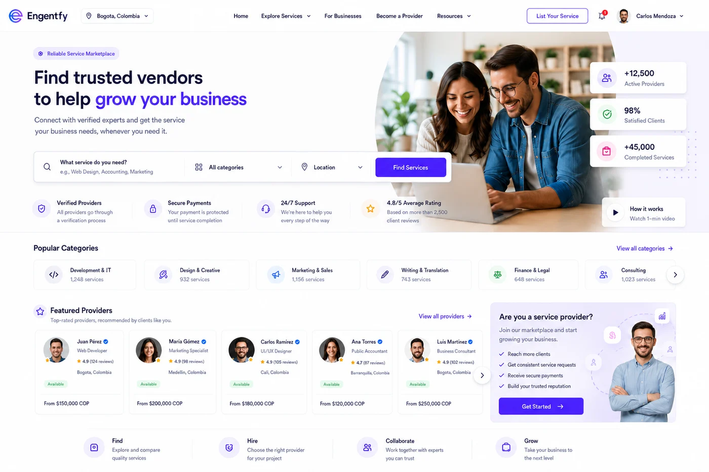 Vendor & service marketplace preview