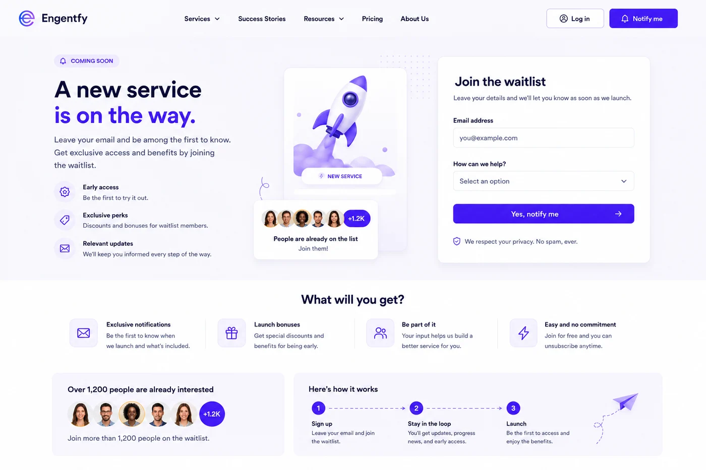 Service waitlist page preview