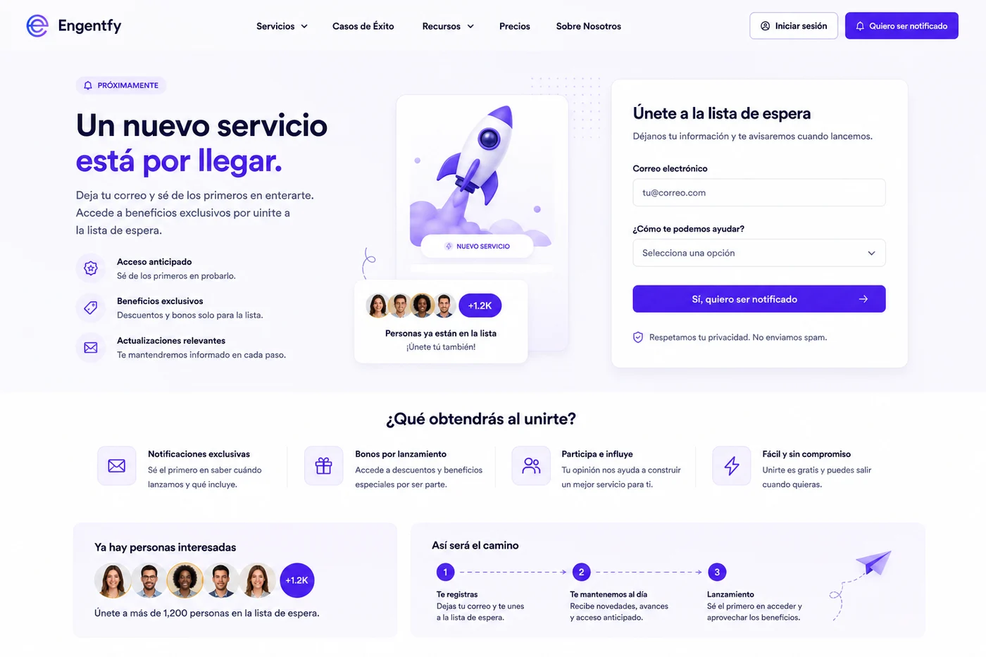 Página de lista de espera para servicios preview